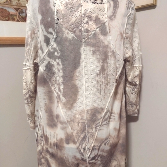 🆕Lace & Tie-Dye KNIT BOHO BADDIE Hippie Sheek High Low Hem DUSTER by ONYX!! - Picture 2 of 7
